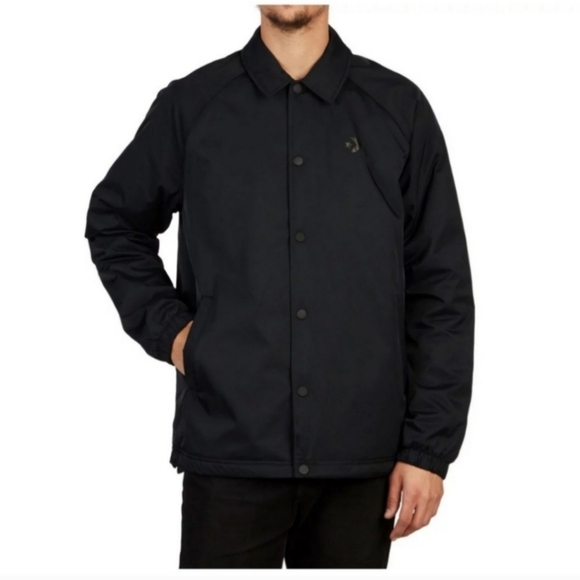 CONVERSE PRIMA SOFTCOLLECTION COACHES JACKET IN BLACK SIZE LARGE NWT